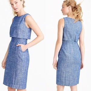 J.crew Blue Marled Print Career Sheath Dress